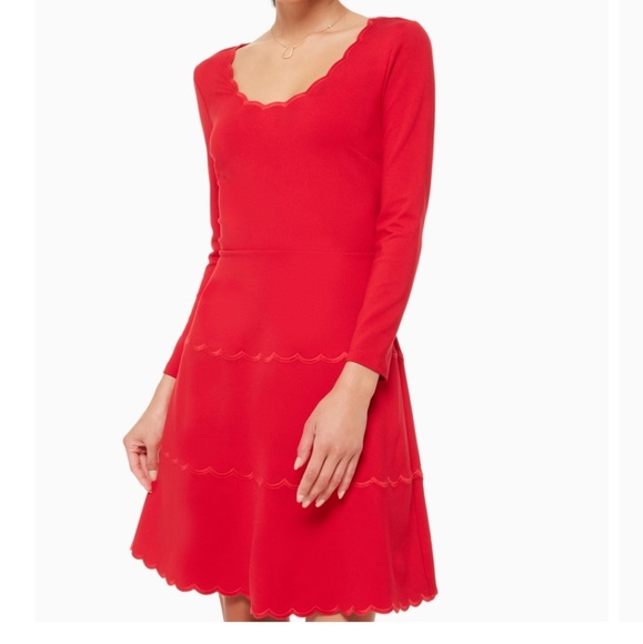 kate spade Dresses & Skirts - Kate Spade | Scallop Ponte Red Fitted Dress
